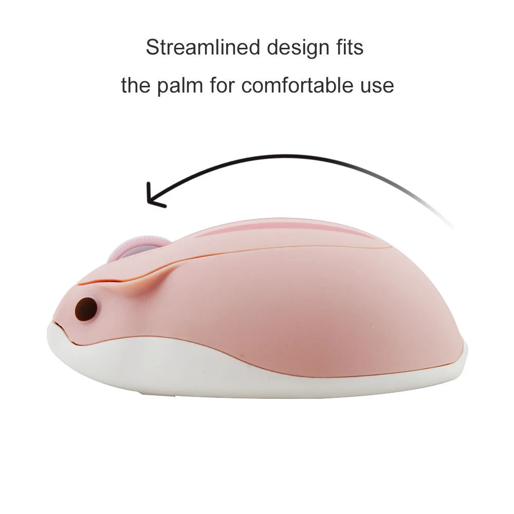 Cute Cartoon Wireless Mouse USB Optical Computer Mini Mouse 1600DPI Hamster Design Small Hand Mice for Laptop Computer
