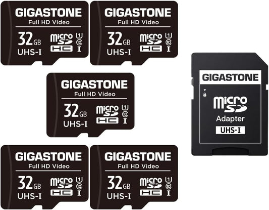 32GB 5-Pack Micro SD Card, Full HD Video, Surveillance Security Cam Action Camera Drone, 90Mb/S Micro SDHC UHS-I U1 C10 Class 10